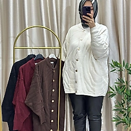 Kendinden desenli Angora hırka