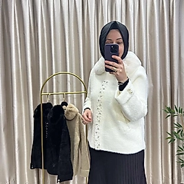 İthal kürklü Angora hırka