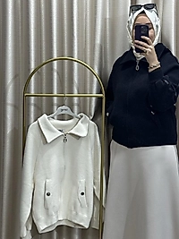 Angora kısa mont çeket