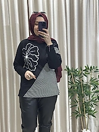 Güllü çizgili tunik