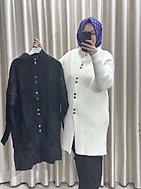 Çift çıtçıt Angora hırka