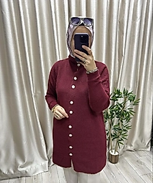 Taşlı düğmeli Angora hırka