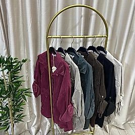 Çiçek detaylı kadife gömlek