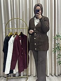 Beli büzgülü Angora hırka